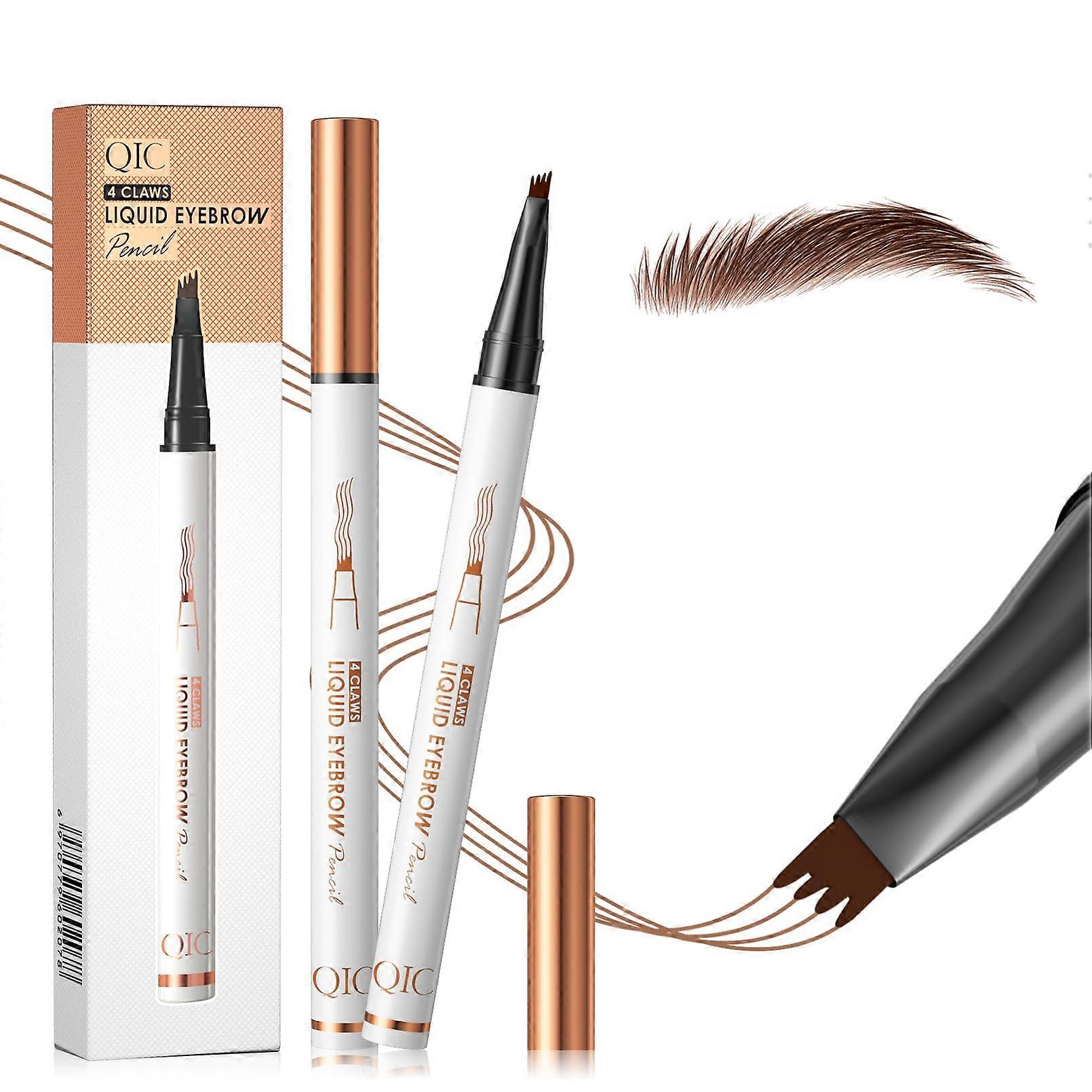 Light Brown Waterproof Eyebrow Pencil with Precise 4Fork Tip Microblading Pen for Natural Brows