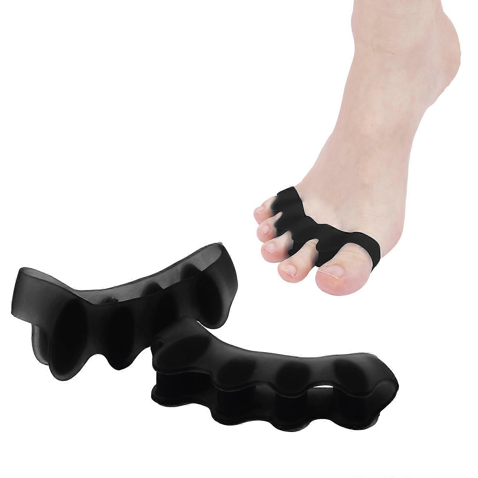 2 Pcs Silicone Toe Separators for Women Bunion Corrector Comfortable Wear Black