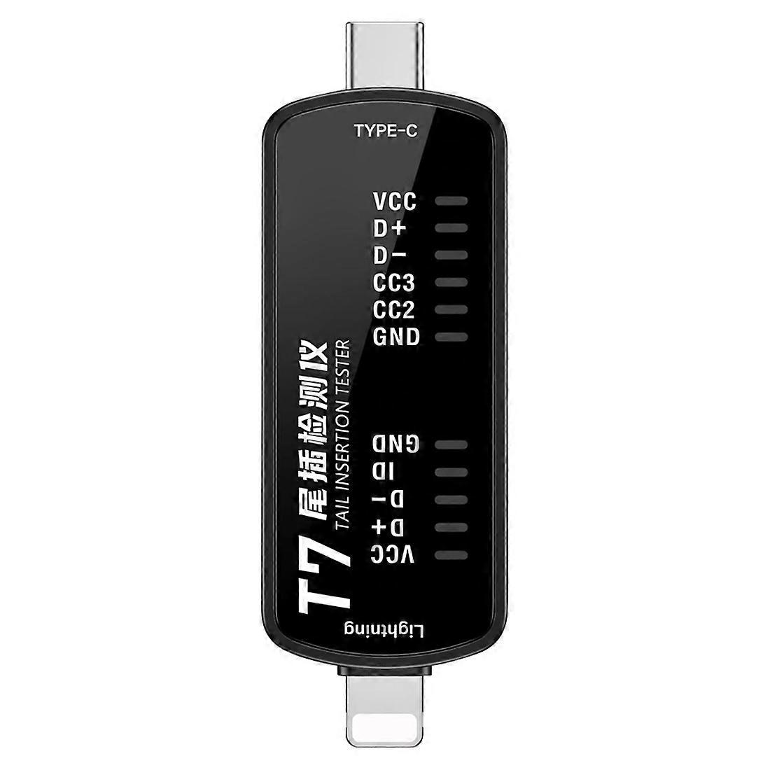 OSS Tail Plug Tester T7 Non Dismantling Second Test Tail Plug Cable for Lightning/TYPE-C for IOS Android Universal