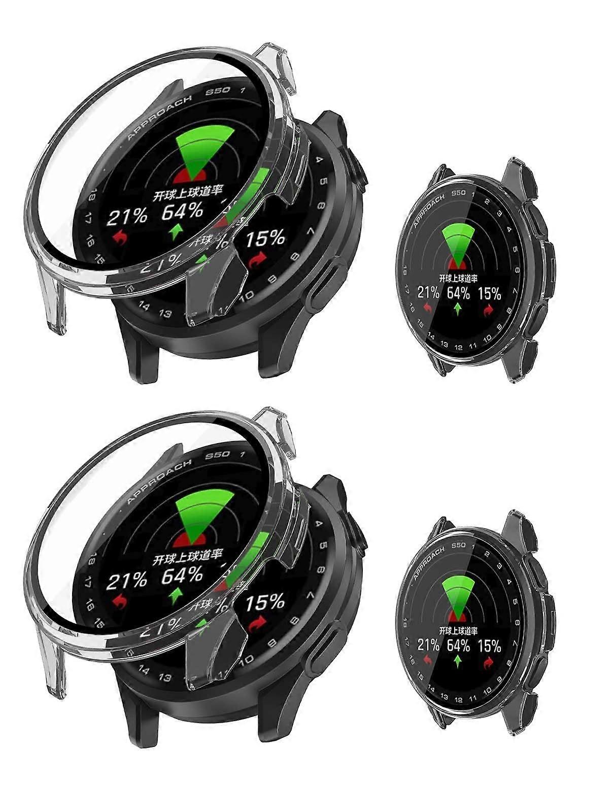 Case with Builtin Tempered Glass Screen Protector, 2 Pack Clear Protective Cover for Garmin Approach S50