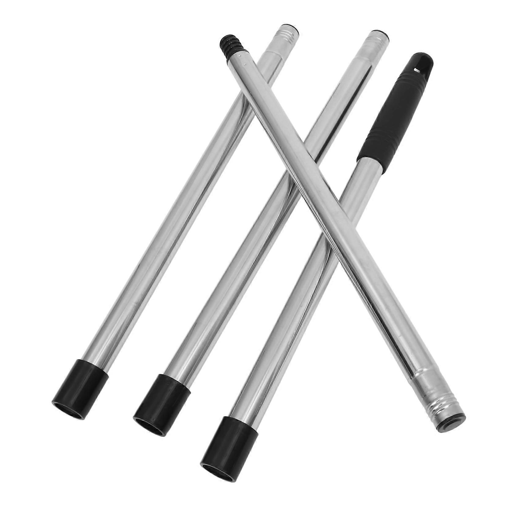 4Section Adjustable Stainless Steel Mop Handle Pole Black Universal Threaded Cleaning Stick