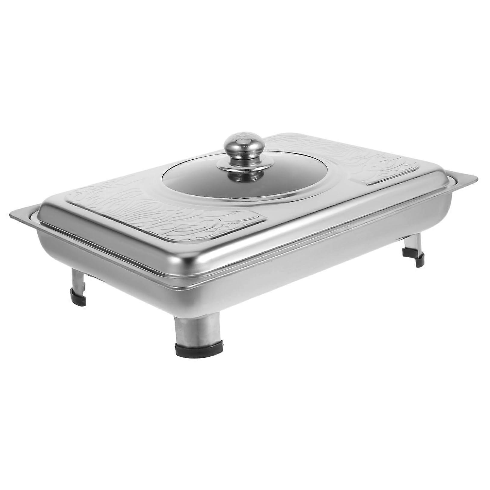 Stainless Steel Buffet Tray with Lid Rectangular Serving Platter for Parties Weddings Restaurants