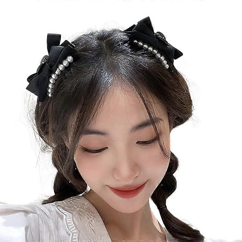 Black Hair Clips for Bangs Styling with Decorative Bow Accent and Secure Side Hold
