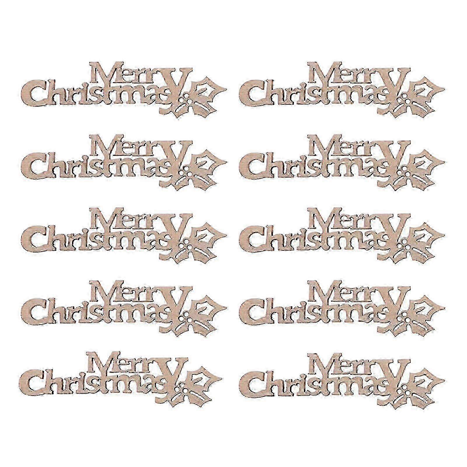 Wood Christmas Tree Ornaments, 10pcs Xmas Decoration for Living Room Wall Gifts