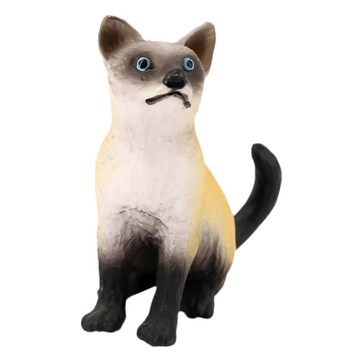 Realistic Siamese Cat Figurine Plastic Model for Home Decoration and Educational Display Prop