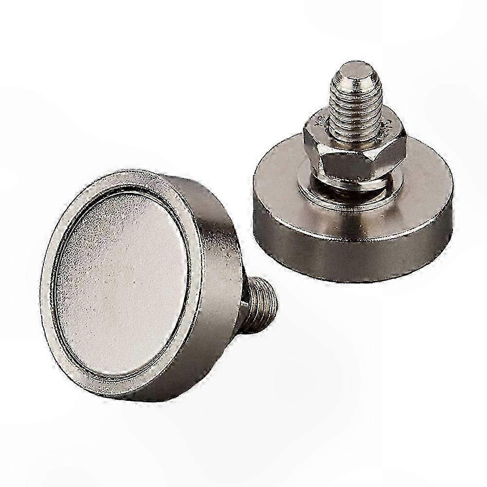 2-Pack Powerful Round Magnets, M8 Threaded Stud, 45kg Pull Force, 30mm Diameter