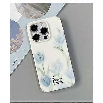 Case for iPhone 14 Plus and 15 Plus Blue Tulip Floral Slim Protective AntiScratch Cover for Women