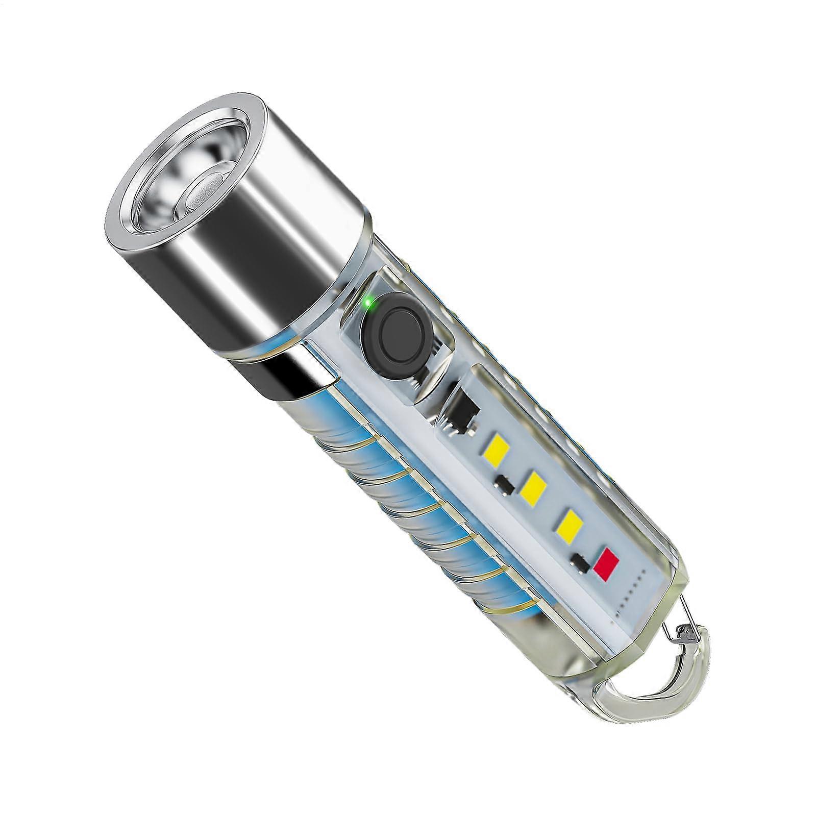 Ultra Bright Rechargeable Keychain Flashlight with 6 Modes, Compact LED Light for Camping and Hiking