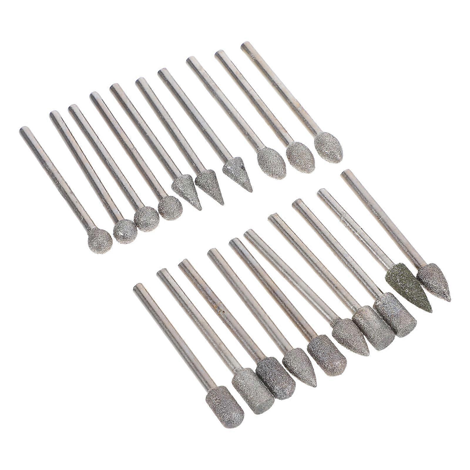 Rotary Burrs Set Silver for Precision Carving Replacement 20Pcs