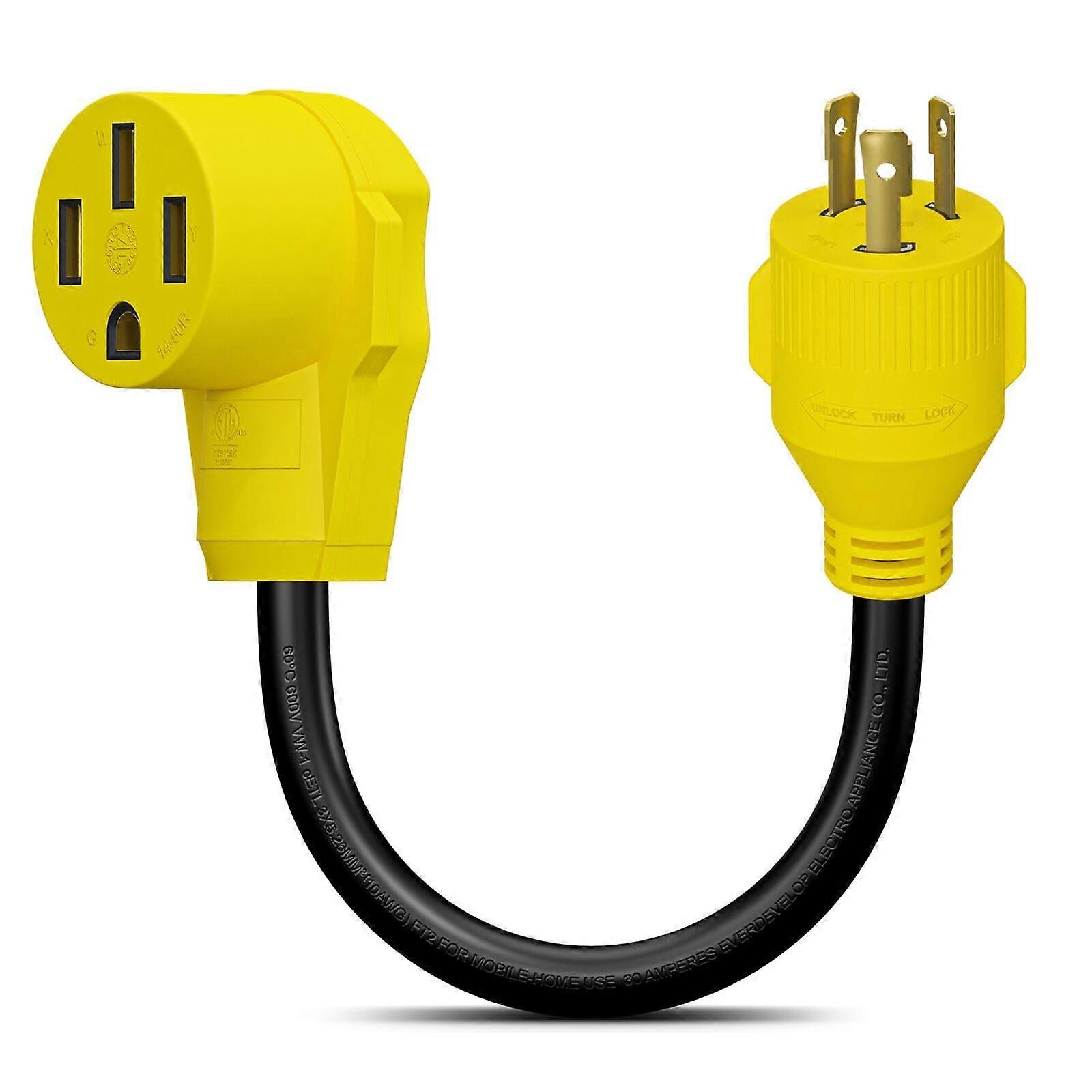 Generator Adapter Cord 30 Amp Locking to 50 Amp RV Plug, 12 Inch Secure Fit Conversion