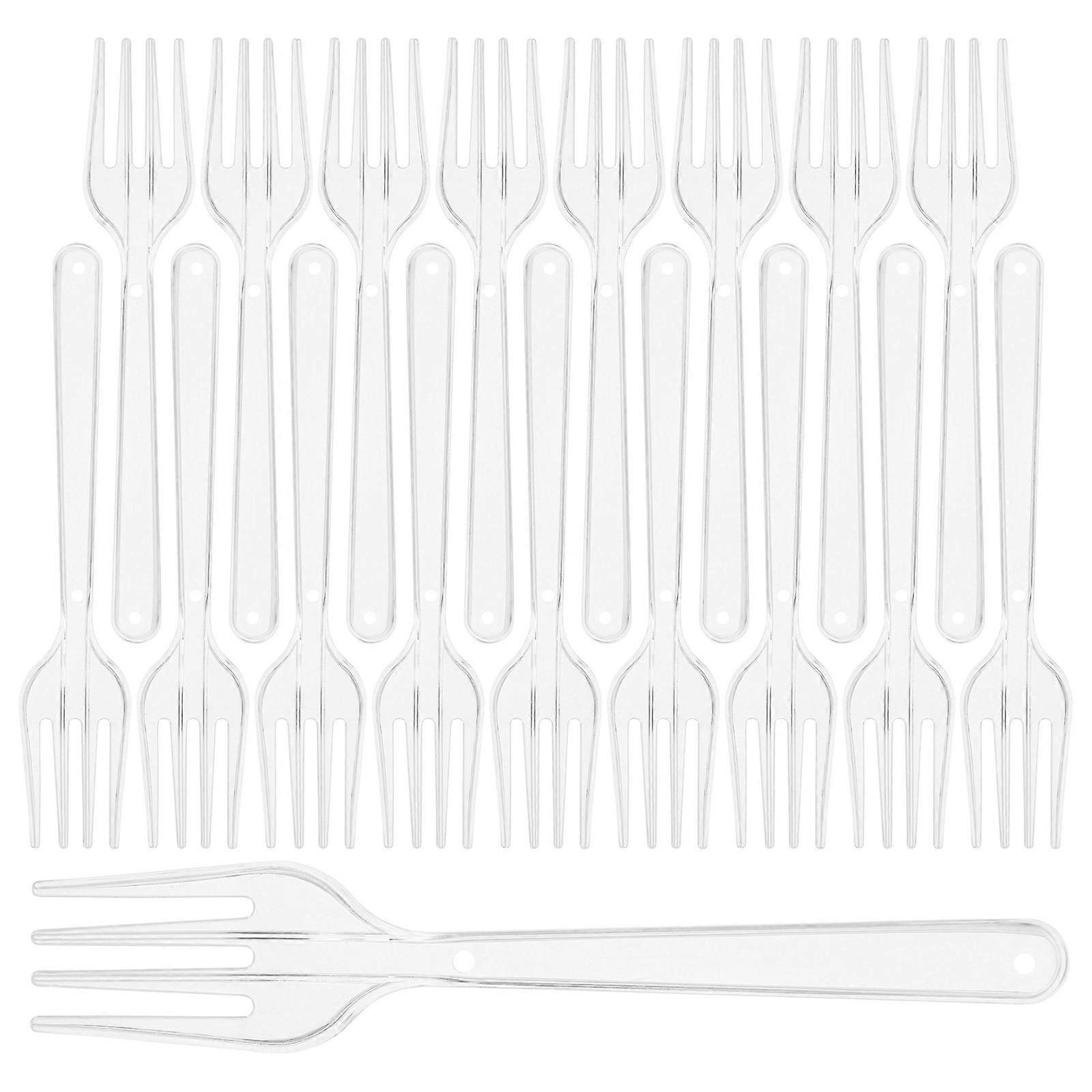 Transparent One-Time Plastic Steak Forks 100Pcs Convenient Party Utensils