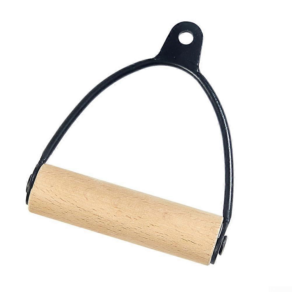 Lat Pulldown Handle with Ergonomic Beech Wood Grip and Durable Iron Structure for Cable Gym