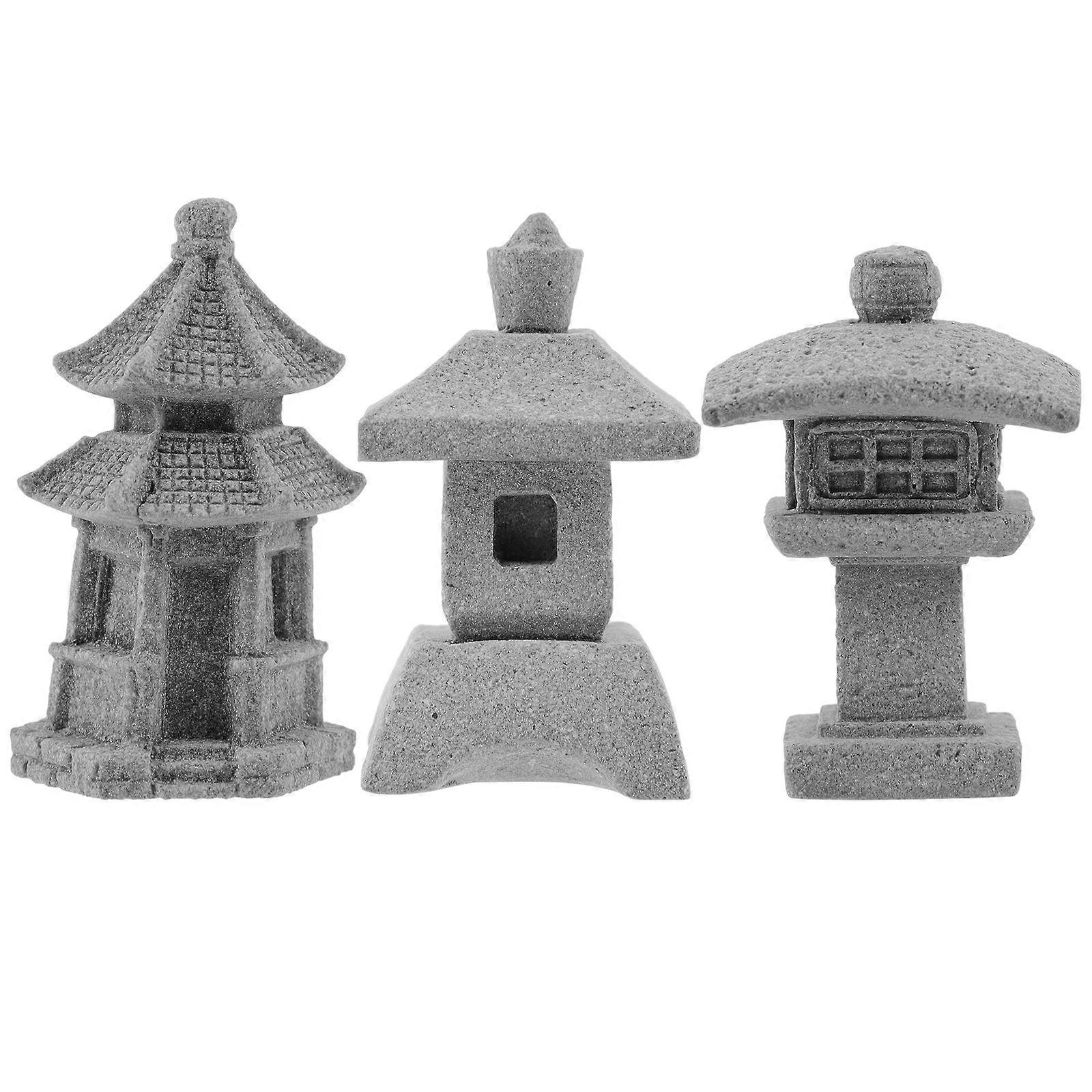 Stone Pavilion 3Pcs Sandstone Model for Indoor Decoration