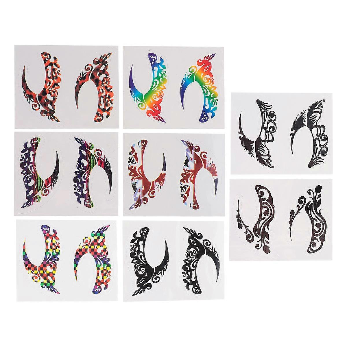 Temporary Tattoos Sticker 8Pairs for Eye Makeup Assorted Color