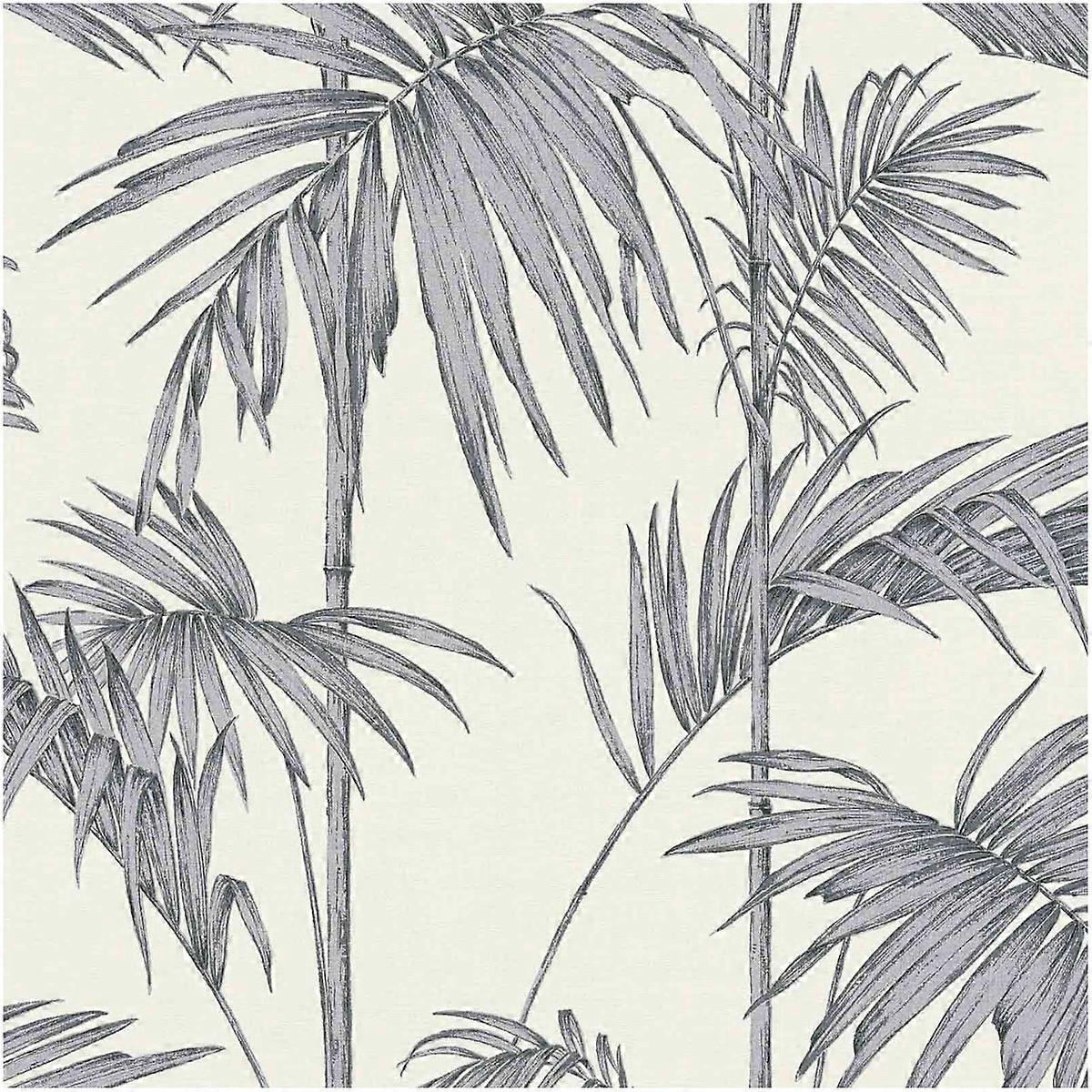Cream/Silver Bamboo Leaves Wallpaper
