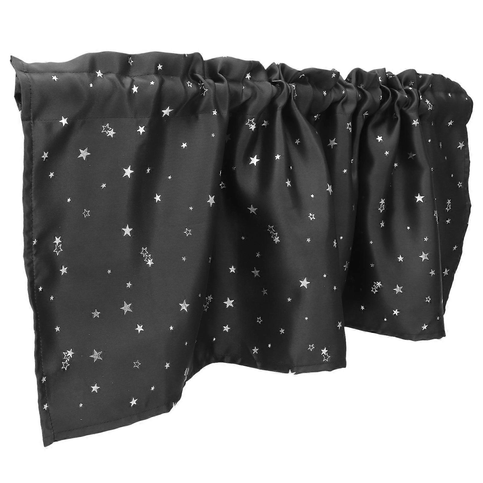 2Pcs Kitchen Curtain Valance Black Polyester Window Valance