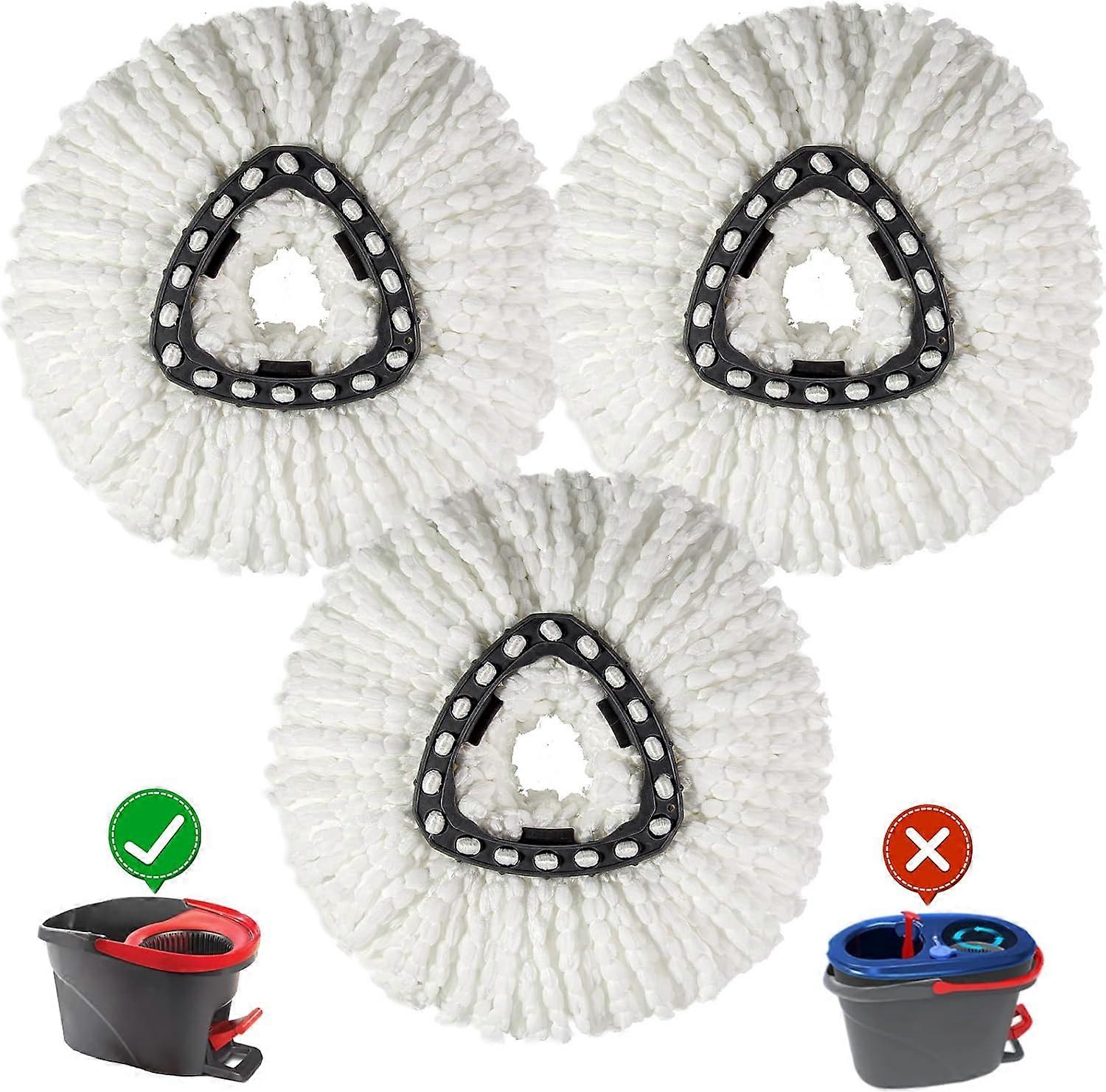 [3 Pack] Mop Replace Heads, Mop Refill Heads Replacements Compatible with O Cedar Spin Mop 1-Tank System- Easy to Replace, Microfiber, Machine