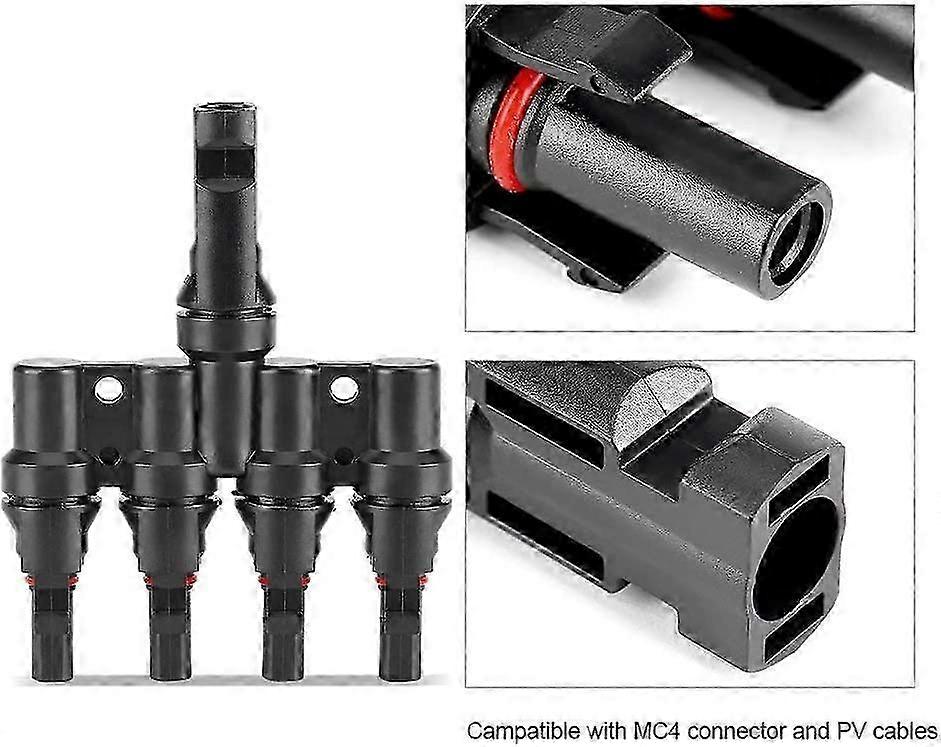 Solar Panel T Branch Connectors Cable Coupler Switch Cables, 1 Pair