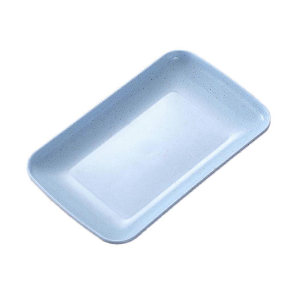 Long Rectangular Vegetable Dish Dinner Plate for Cooking 4Pcs Blue Household Use