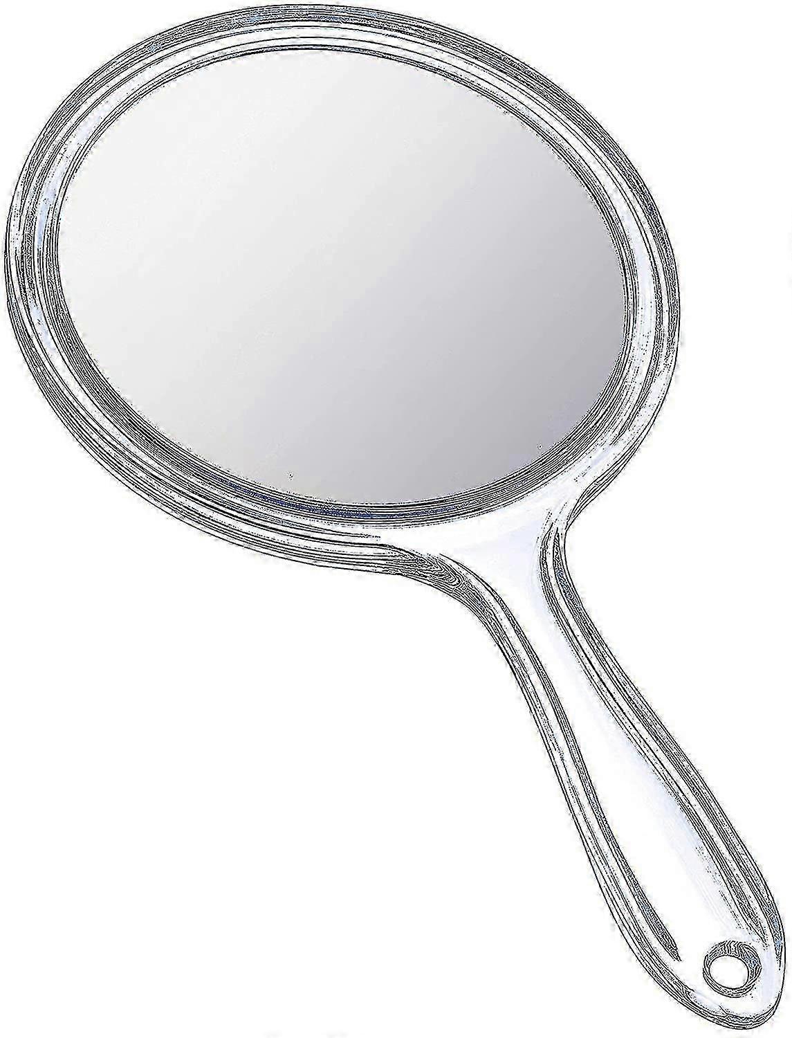 Handle Transparent Hand Mirror Rounded Shape Makeup Mirror