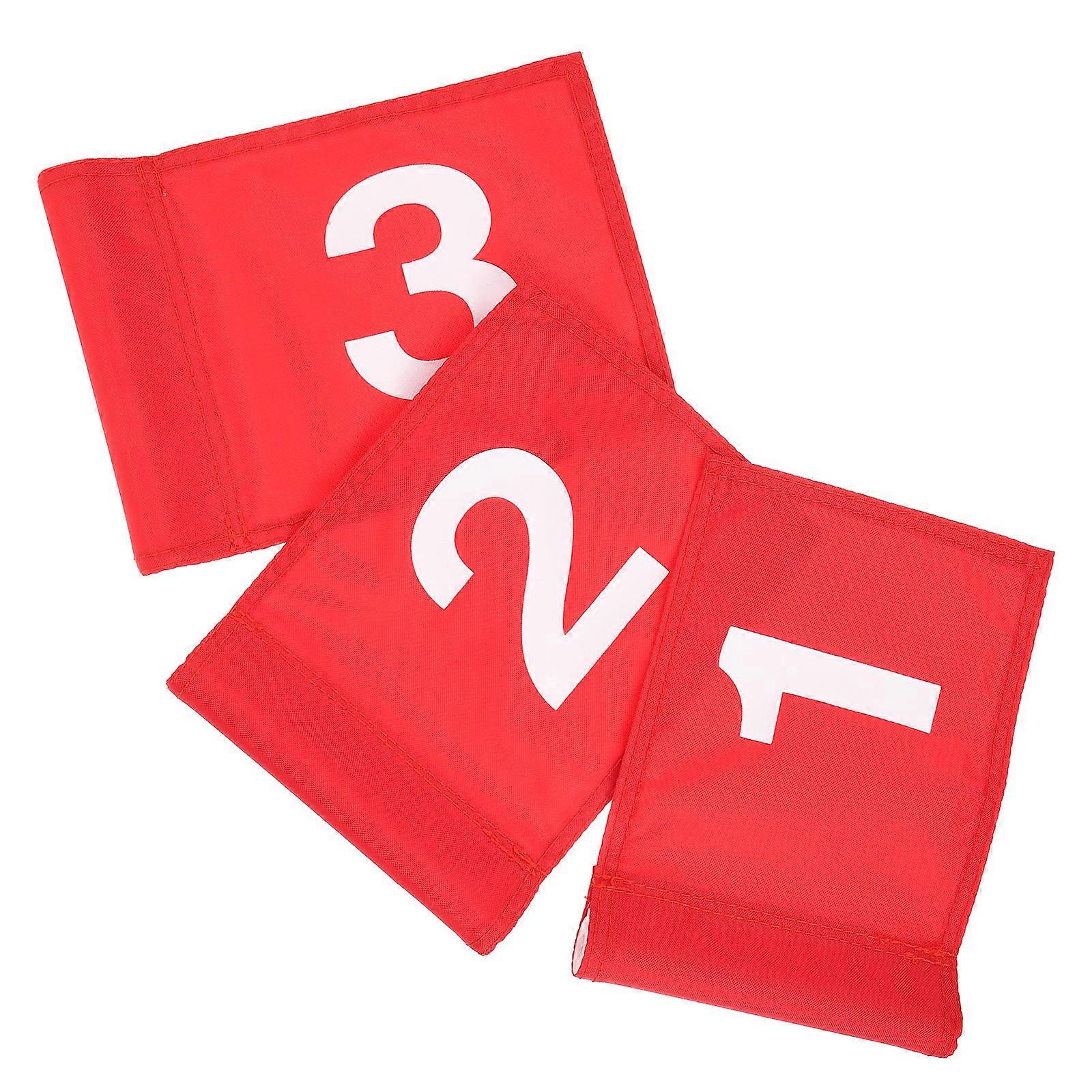 Golfing Flags Nylon Practice Flags for Putting 3Pcs Red Numbered Set