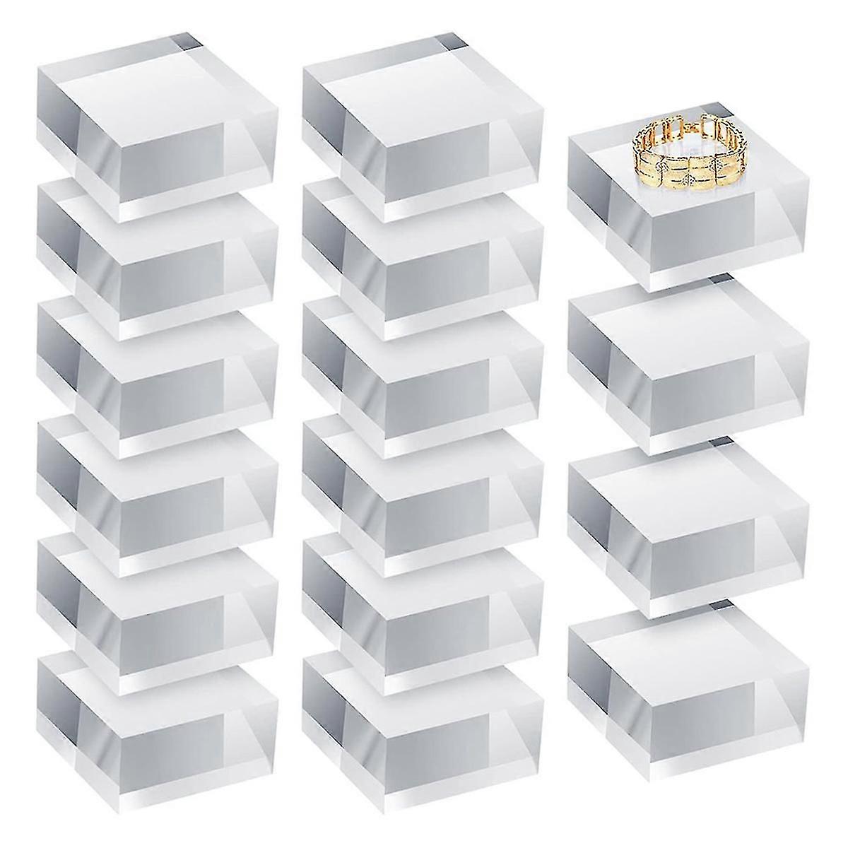 Clear Acrylic Blocks Square Display Showcase Holder Base 16pcs SH