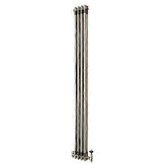 Traditional 2 Column Radiator & Valves - 1800 x 200mm - Raw Metal