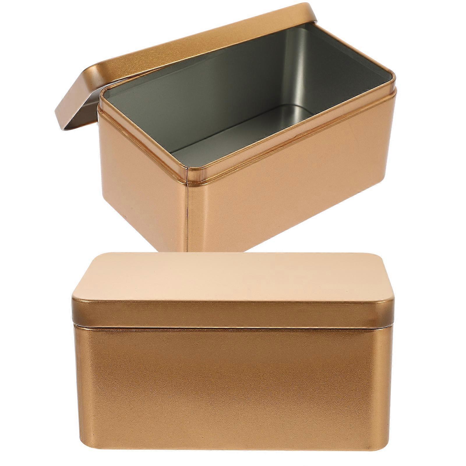 2Pcs Household Tea Box Bulk Tea Packaging Box Rectangular Tinplate Storage Box