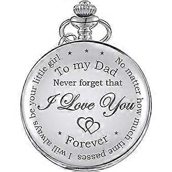 Cadeau de papa de la fille au père Montre de poche gravée - Peu importe le temps qui passe, je serai toujours ta petite fille (argent)