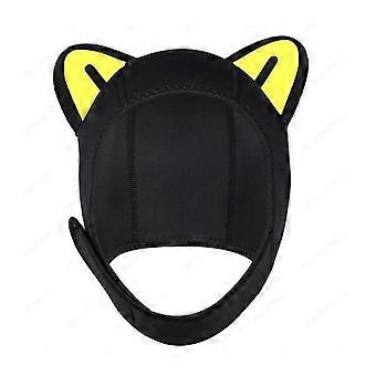 Cat Ears Scuba Diving Hood Cap Lovely Surfing Cap for Sailing Kayaking Canoe black white ear Sxx