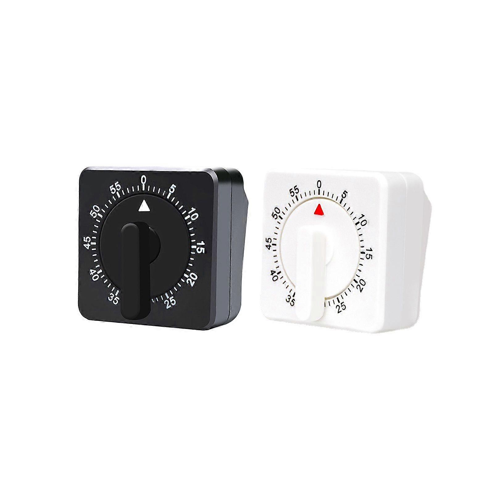 2Pcs Kitchen Mechanical Timer No Battery Required 60-Minute Visual Square Manual Countdown Cooking Student Study Timer Kitchen Gadgets