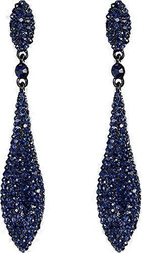 Women's Austrian Crystal Double Waterdrop Pierced Dangle Earrings
