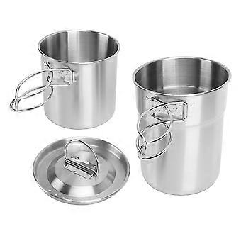 304 Stainless Steel Camping Cookware Set, Foldable Lightweight Pot and Pan for Hiking Backpacking Picnic