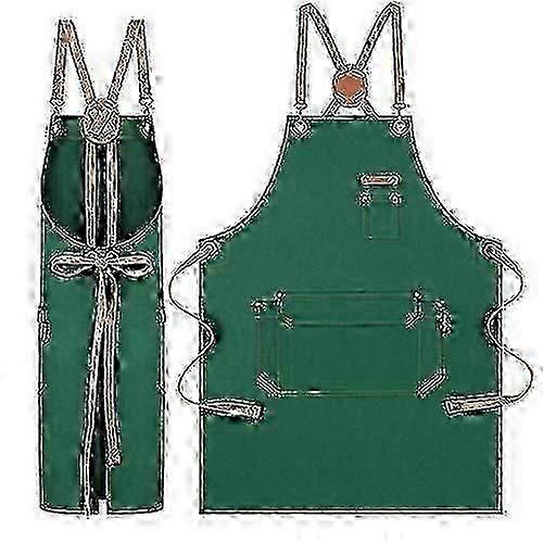 Kitchen Apron with Pockets, Cross Back Design (Green)