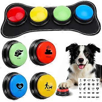 Dog Speech Training Buttons Set, 4-Color Recordable Buttons for Commands, Interactive Learning Toy for Dogs and Puppies