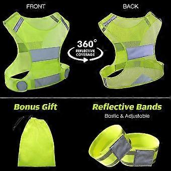 Verstelbaar veiligheidsvest met reflecterende polsbanden, veiligheidsuitrusting voor fietsen, joggen en hardlopen in het donker (maat 26-27).
