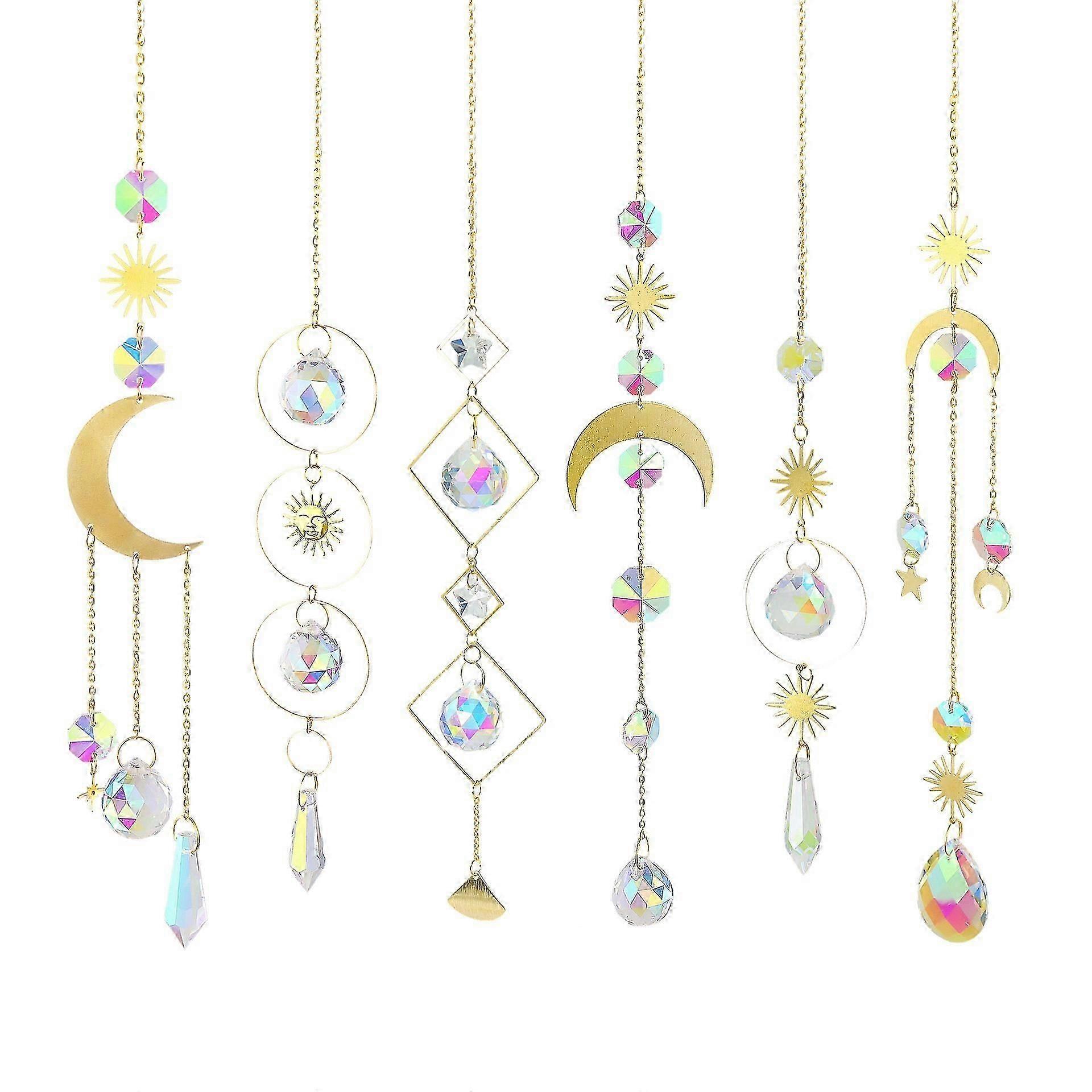 6PCS Crystal Pendants Wind Chime Window Decor