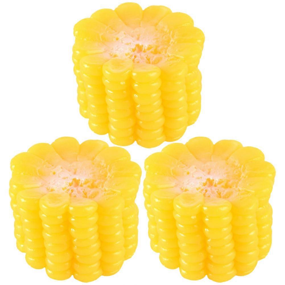 3pcs Artificial Corn Models Plastic Fake Corn Decorations Simulation Vegetables Model Photography Props