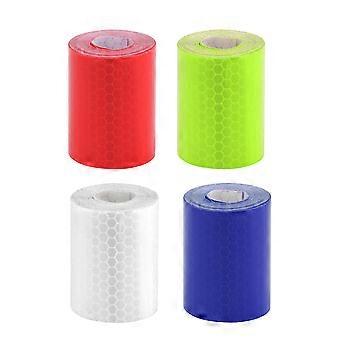 4 Rolls Adhesive Crystal Lattice Reflective Sticker Strip Running Safety Belt Night Riding Traffic Safety Band (Blue White Red Yellow)