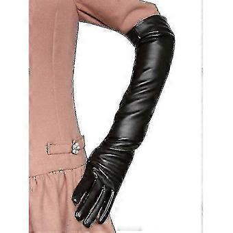 Women's 50cm Long Leather Over-Elbow Gloves with Soft Lining - Stylish Mittens compatible with a Sophisticated Look
