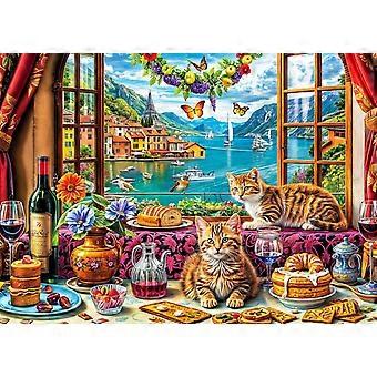 Jigsaw Puzzles for Adults Puzzle for Adults Puzzle-Colorful Cats Beautiful Window View SQZ1029