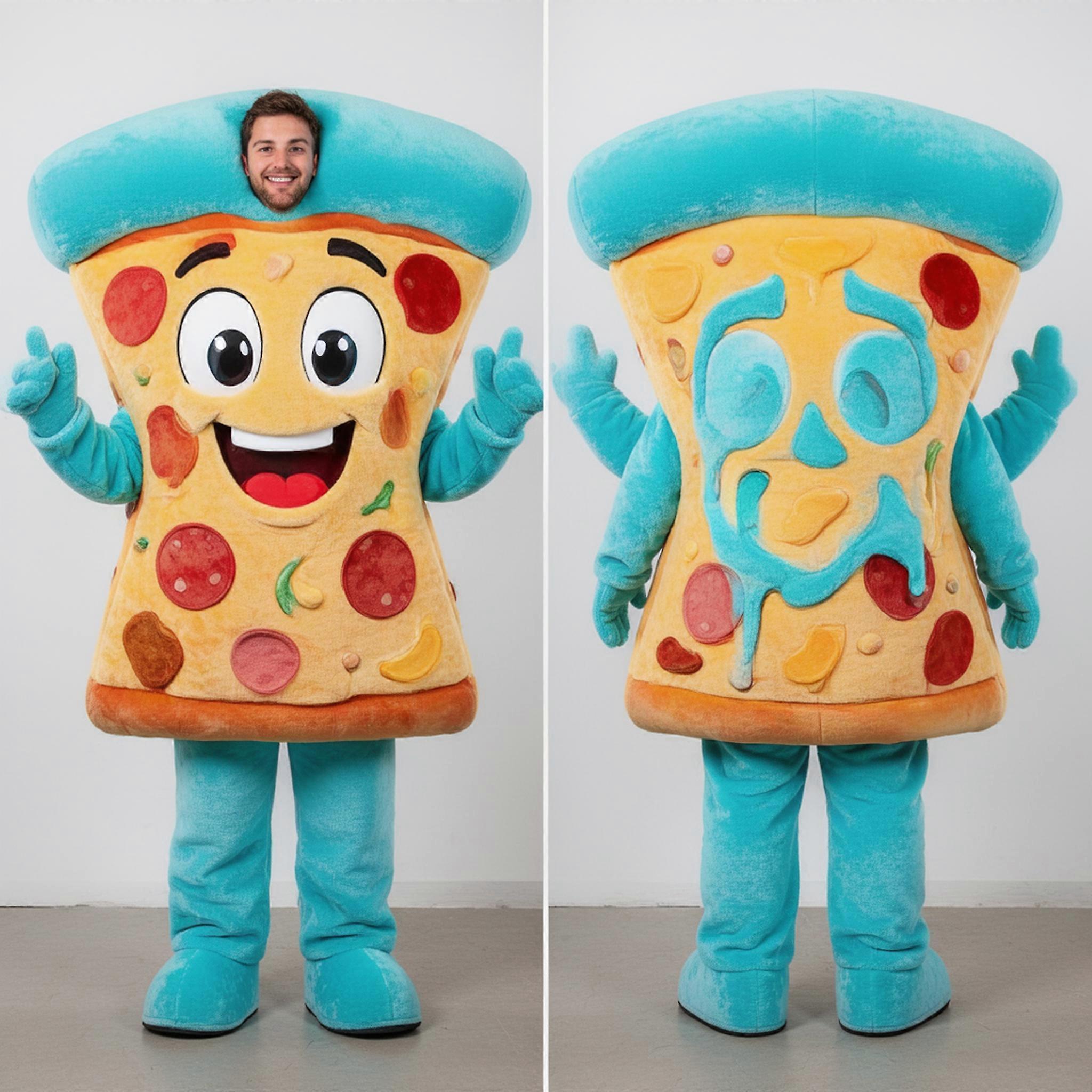 MASTICOT Cyan Plush Pizza Slice Mascot