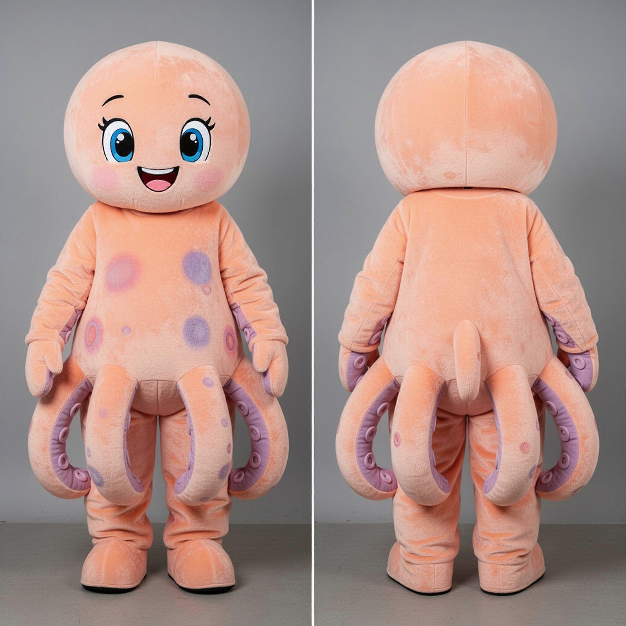 MASTICOT Peach Velvety Octopus Mascot