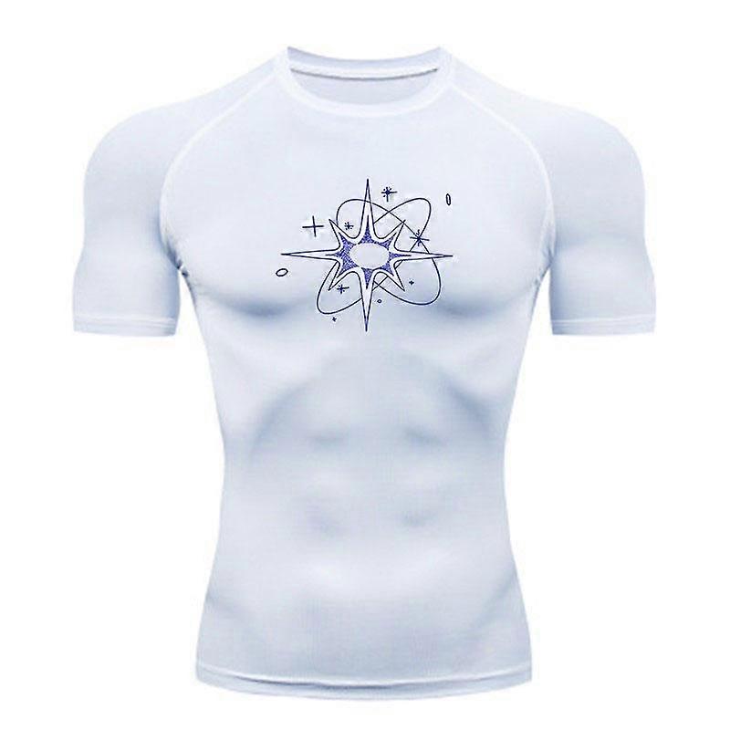Men's Compression Athletic T-Shirt, Star Atomic Print Quick