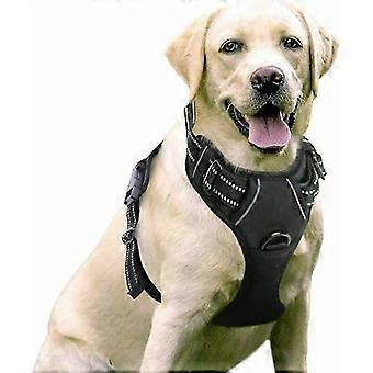 Black Anti-Pull Dog Harness for Medium Large Dogs, Adjustable Reflective, Front Attachment, Easy On