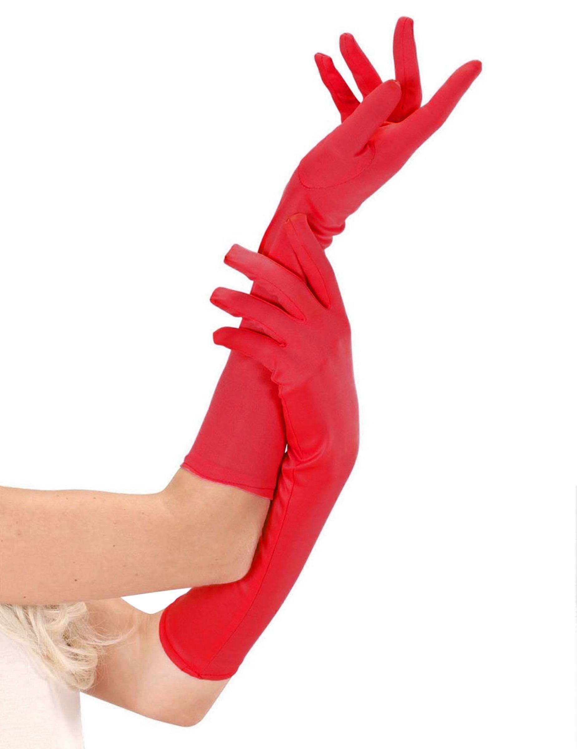 Women's long red gloves