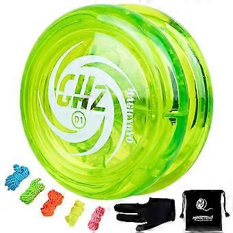 Responsive Yoyo D1 GHZ, Yoyos Looping Professionale per Bambini Principiante con Corde Yoyo + Guanti + Yoyo Borse, Verde js