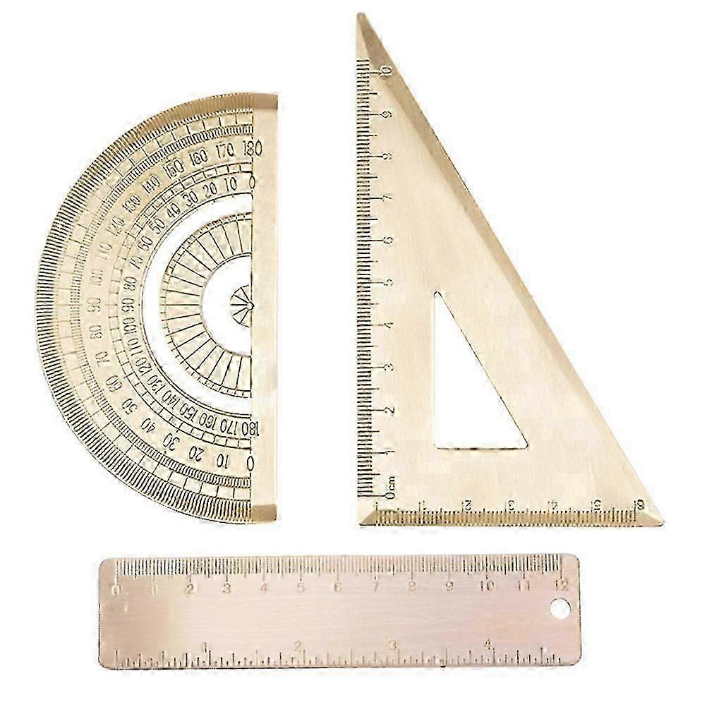 Drawing Measurement Ruler Brass Protractor Set compatible with Measuring Use 3Sets