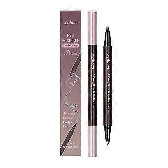 Dual-Ended Black Liquid Eyebrow Pencil  Long-Lasting, Smudge-Proof, Precise Shape & Eyeliner