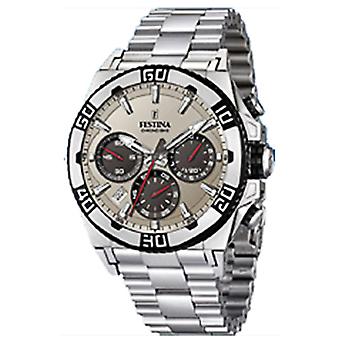 Festina Chrono relógio de moto para homens de quartzo analógico com pulseira de aço inoxidável F16658/A